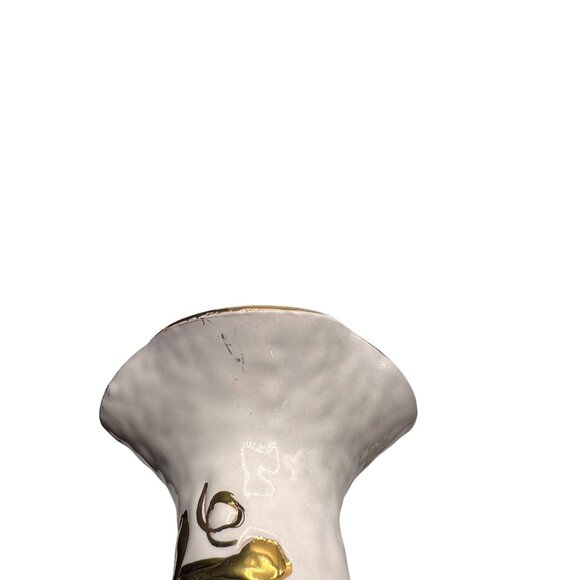 Vintage White Gold Porcelain Vase 24 Kt Gold Grape Designs Made in Italy Rare - Picture 6 of 10